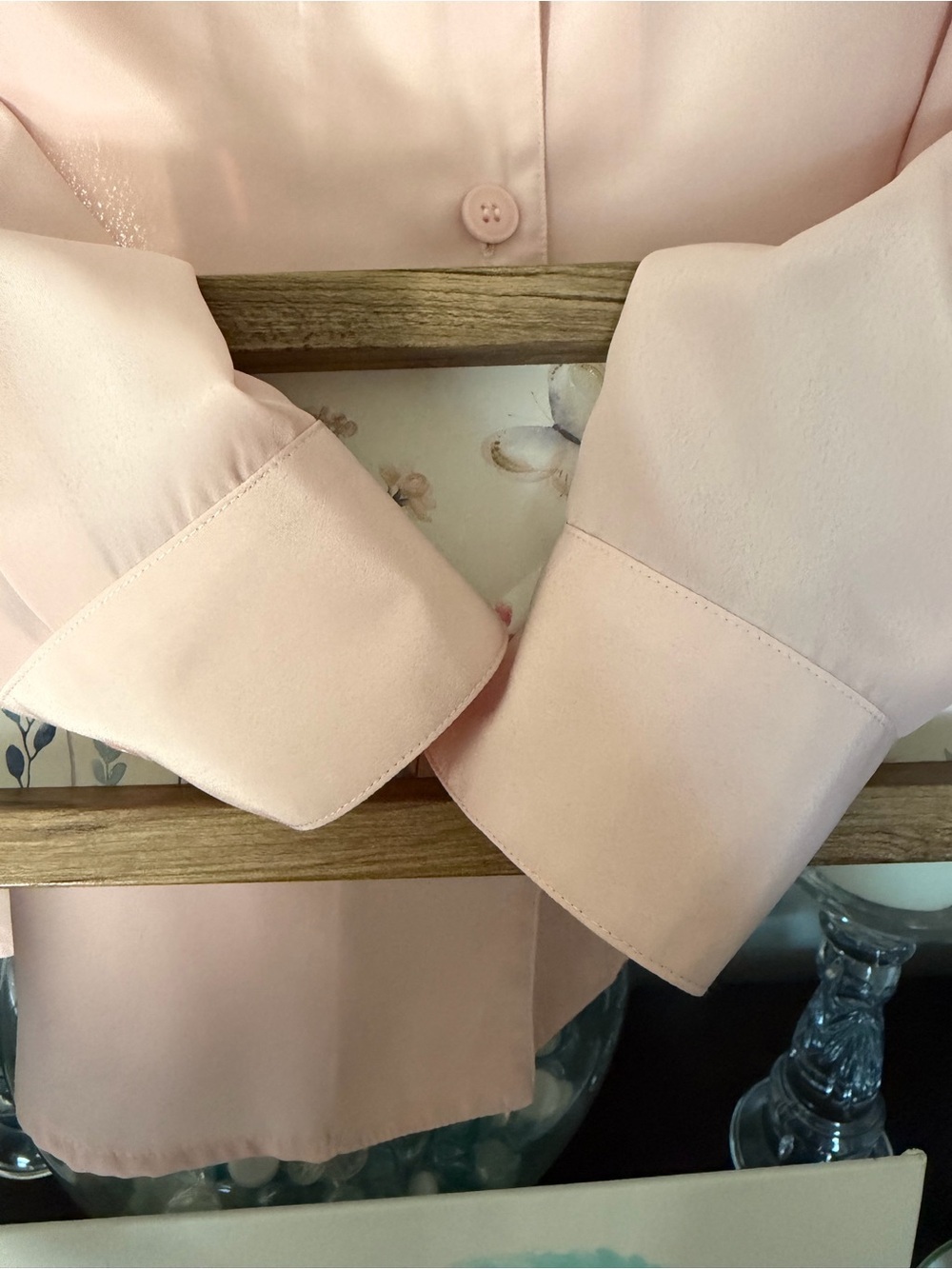Vintage Christian Dior Chemises Blush Pink Button Front Blouse Size 10 - Picture 4 of 6